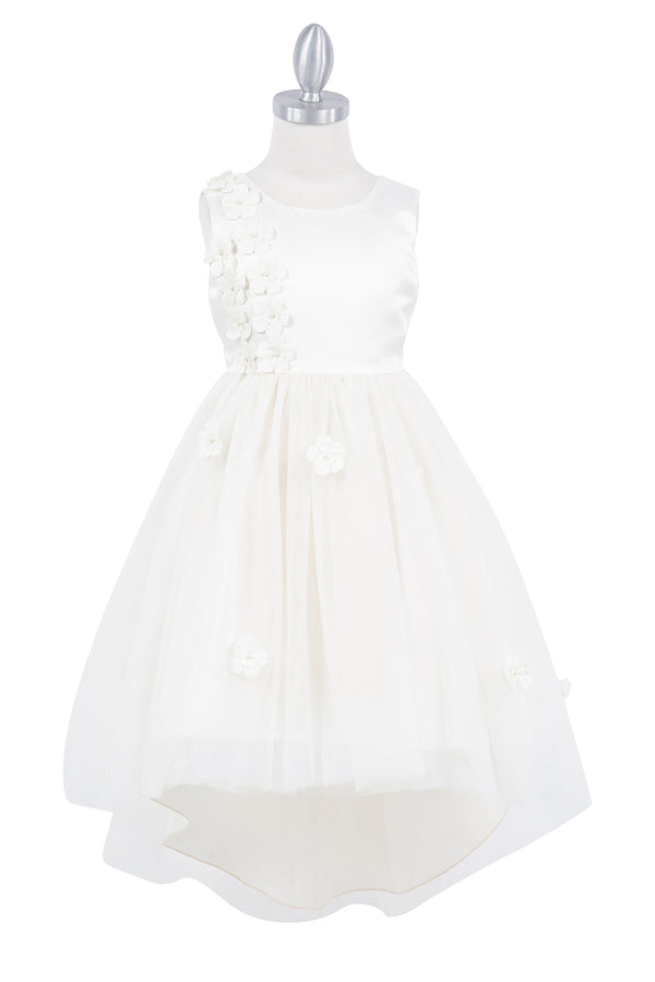 Girls Flower Petals V Back High Low Flower Girl Dress 2-12 - SophiasStyle.com